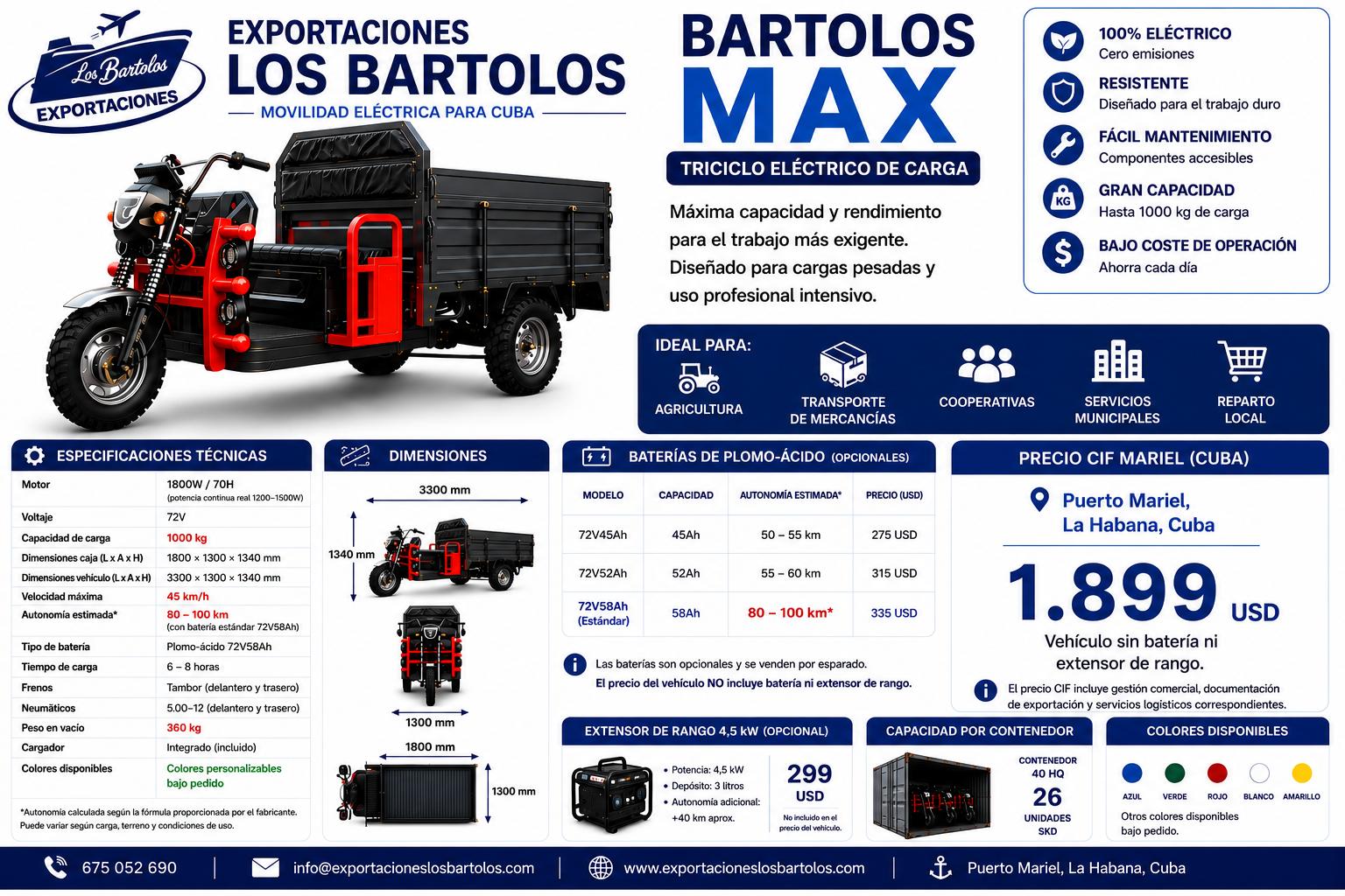 Triciclo eléctrico Bartolos Max