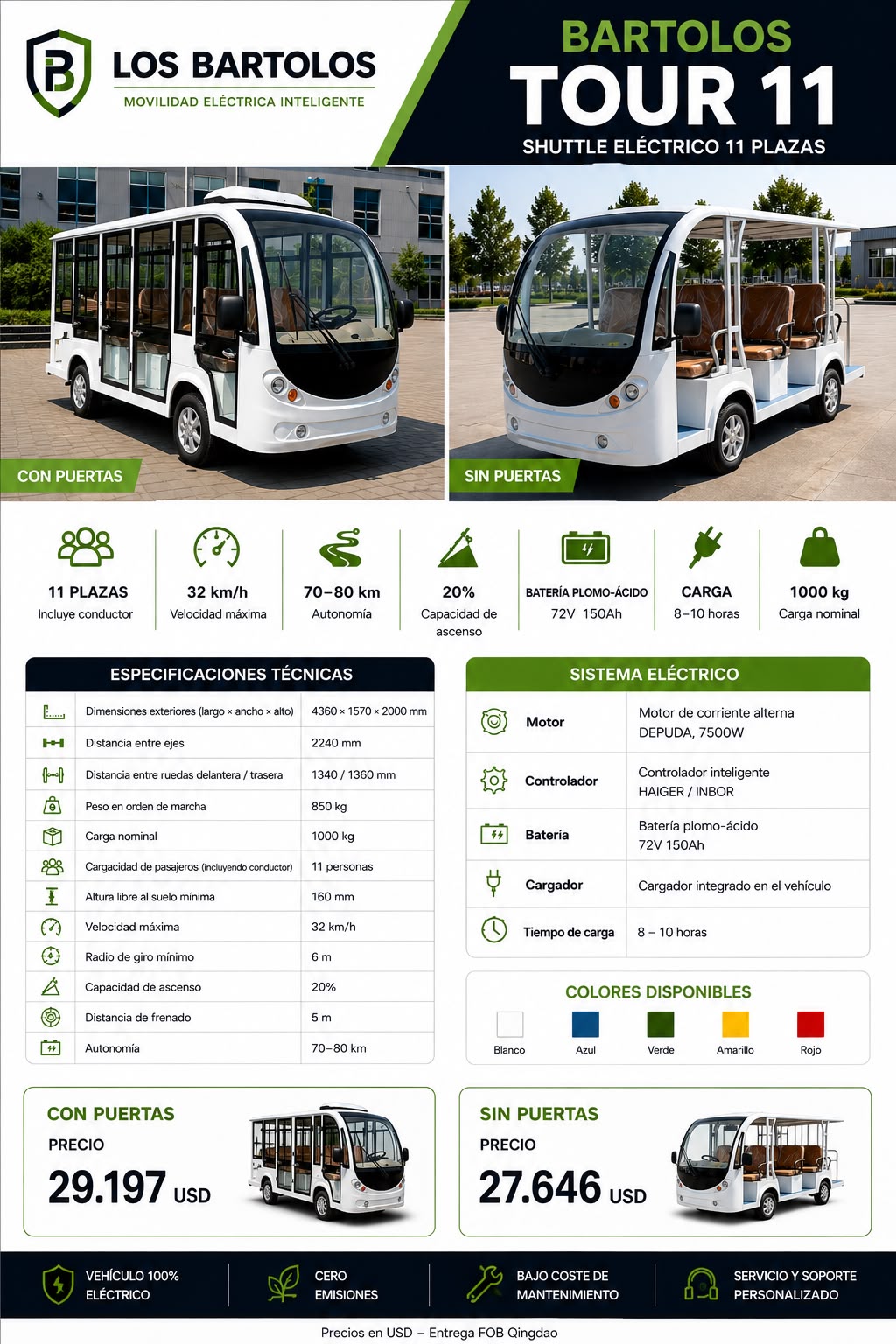 Autobús eléctrico Bartolos Tour 11